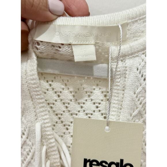 Jonathan Simkhai Short Sleeve Knit Cut Out Bodycon Midi Dress White Women's S - Picture 3 of 4